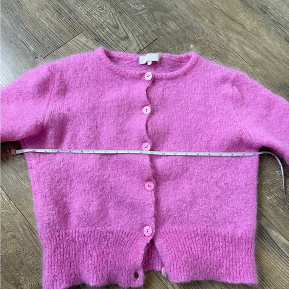 Bubble gum pink mohair cardigan sweater - Picture 3 of 5